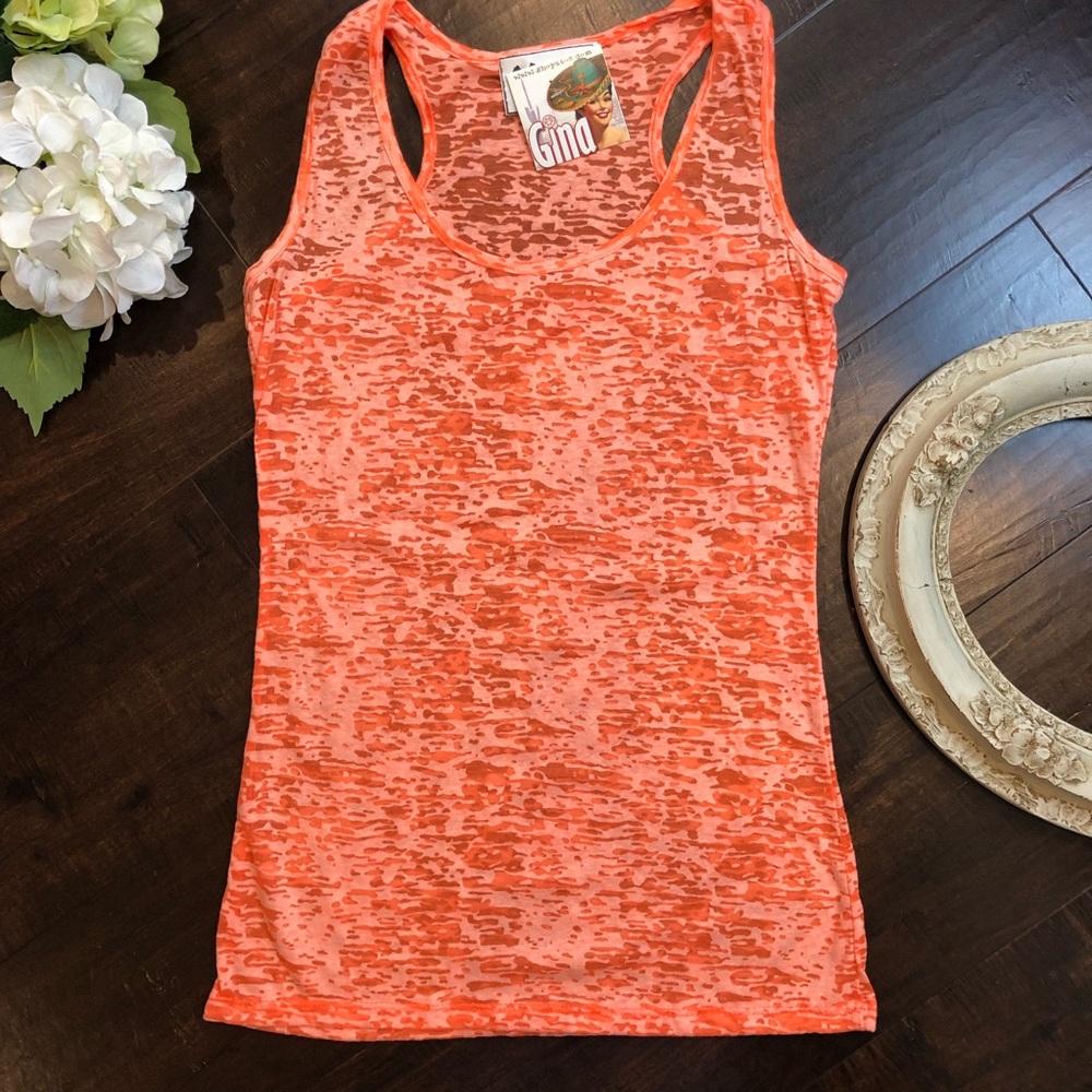 Lucky & Blessed Sheer Summer Time Orange Tank Top
